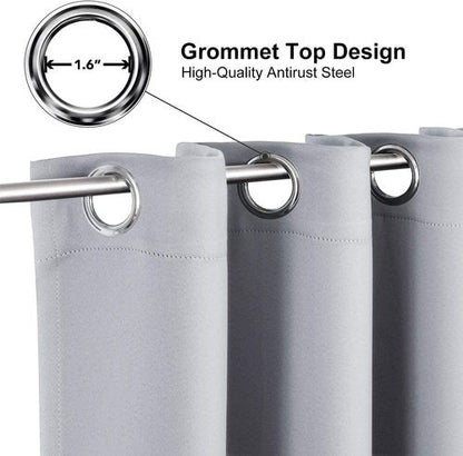 ChrisDowa Blackout Curtains - Thermal Insulated Grommet Panels Set | Light Grey, 52 x 120 Inches