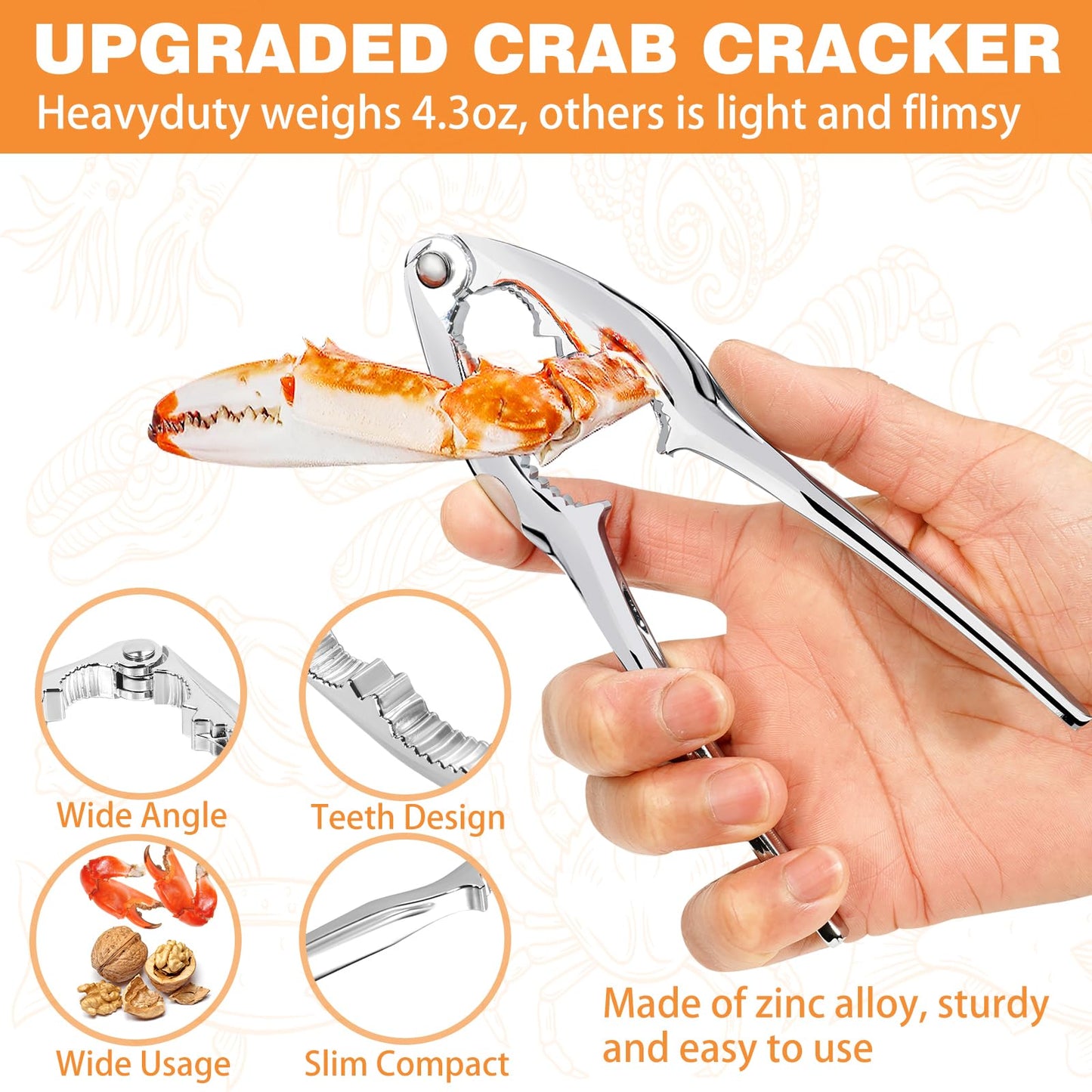 LA NOVO Crab Crackers and Tools, Set of 4, Especial Gift Box