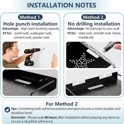 Floating Shelves for Projector, Metal Wifi Router Shelf, Wall Mount for Cable Box, DVD Player, TV Box/Game Console