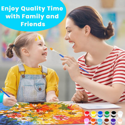 12 Pack Mini Acrylic Paint Set, 12 Colors Washable Acrylic Paint Strips with 24Pcs Painting Brushes for Kids&Adults Paint, 168 PCS Kids Painting Kit for Birthday Party Favor, Classroom, Art Gift
