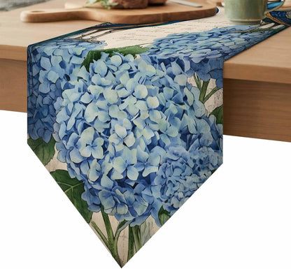 LooPoP 90 Inches Farmhouse Vintage Peacock Table Runner-Cotton Linen-Long Dresser Scarves, Farmhouse Table Runner
