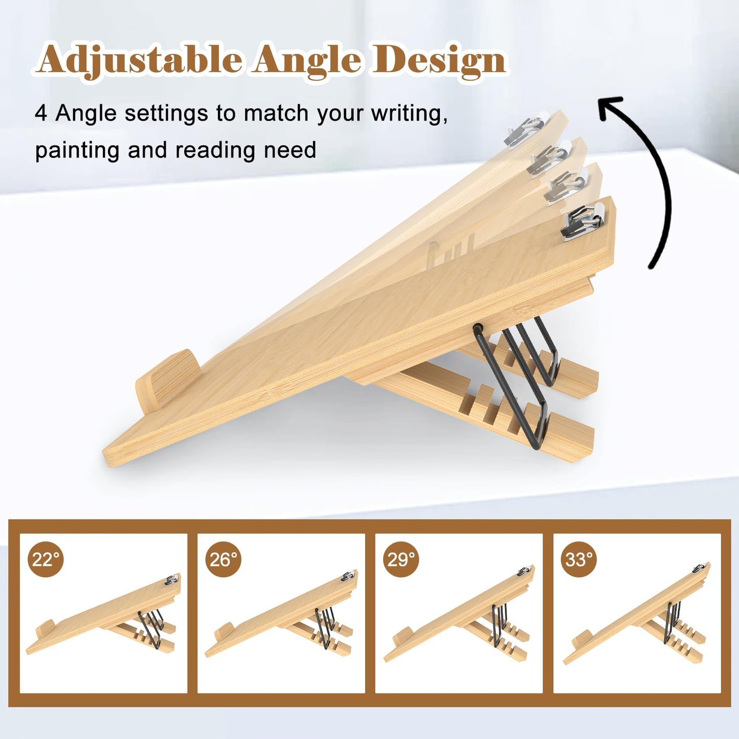BSTSLL Slant Board for Writing Adjustable Writing Board Slanted Clipboard Foldable Stand Easel Sloped Surface to Improve Handwriting Legibility for Writing Reading Drawing