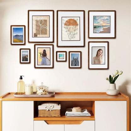 SZKYSJGS 6x8 6 8 5x7, Wood Picture Frame, Solid Natural Walnut Rounded Corner Photo Frame with Tempered Glass, x Wooden