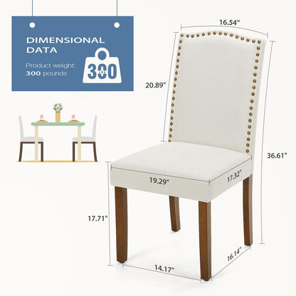 DUMOS Dining Chairs Set of 6, Modern Kitchen Table Chairs with Wooden Legs and Padded Seat, Mid Century Upholstered Accent Chairs for Dining Room/Kitchen/Living Room/Restaurant, Beige