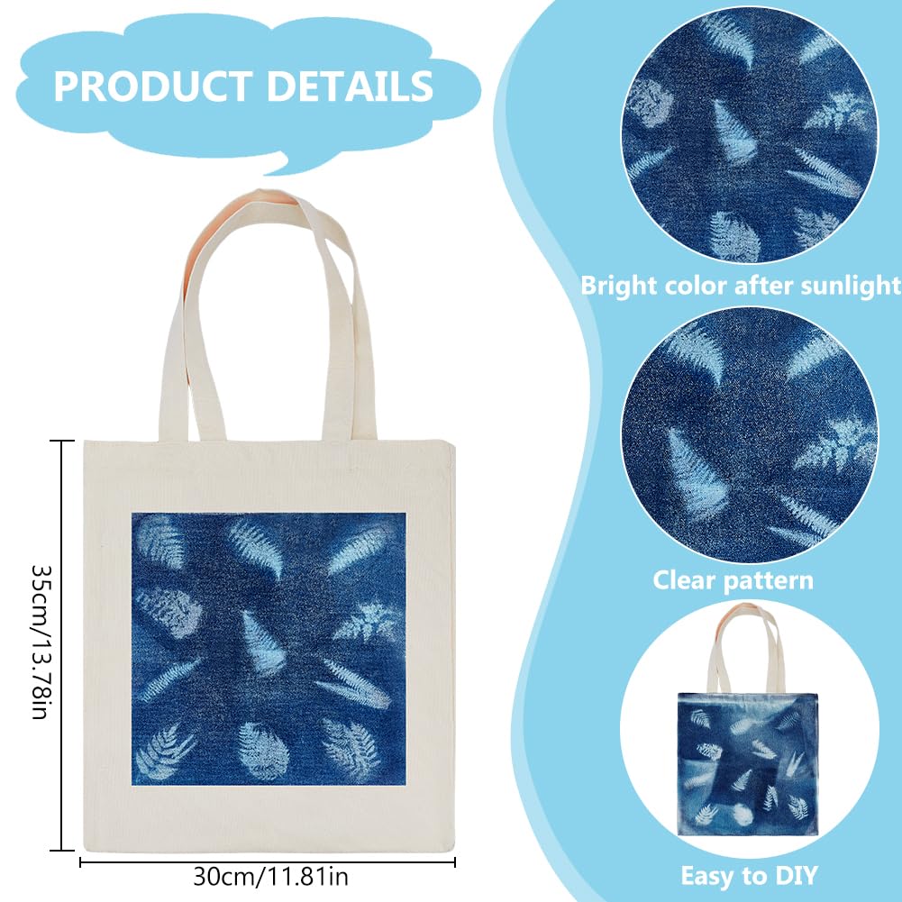 WEBEEDY DIY Cyanotype Kit with 30 Sheets Printing Paper,1 Blank Canvas Bag,10 Pcs Bookmarks for Adults Sun Print Nature Printing,Cyanotype Sensitizer Kit for Photographic Blueprints DIY Art Crafts