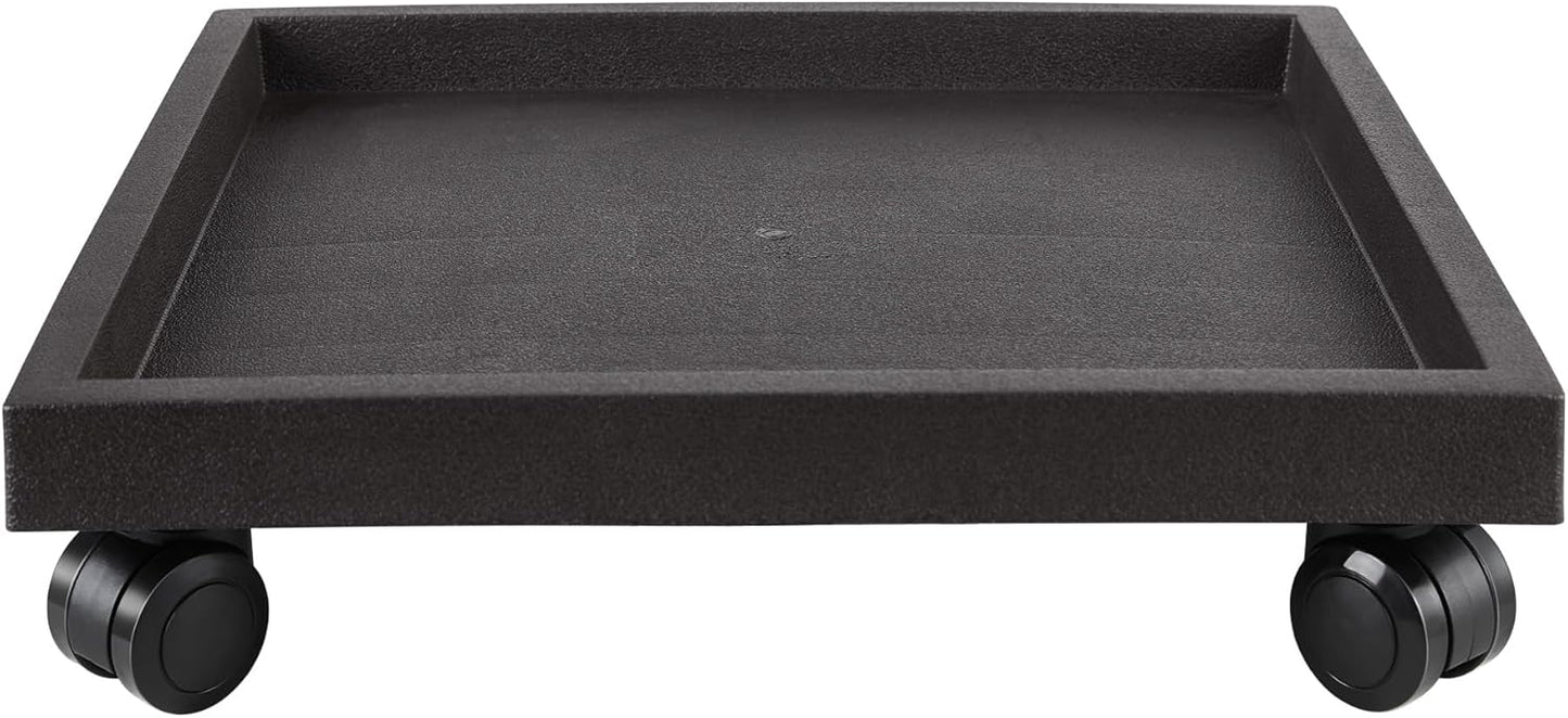 13 Inch Square Rolling Plant Caddy Saucer with Wheels, Heavy Duty Wheeled Planter Stand for Potted Plant, Coaster