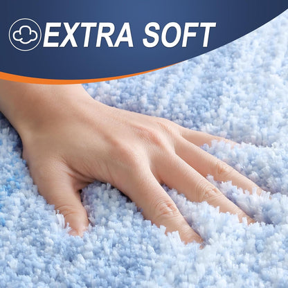 OLANLY Microfiber Bath Rugs - Extra Soft & Absorbent | Quick Dry, Washable 24x16 Light Blue Mat