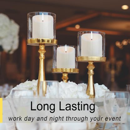 TECHLONG 3"x3" Flickering Flameless Candles Waterproof, Battery Operated Candles with Remote Timer, Last 600 Hours Electric Fake LED Candles for Halloween Christmas Decoration, Ivory White, Set of 6