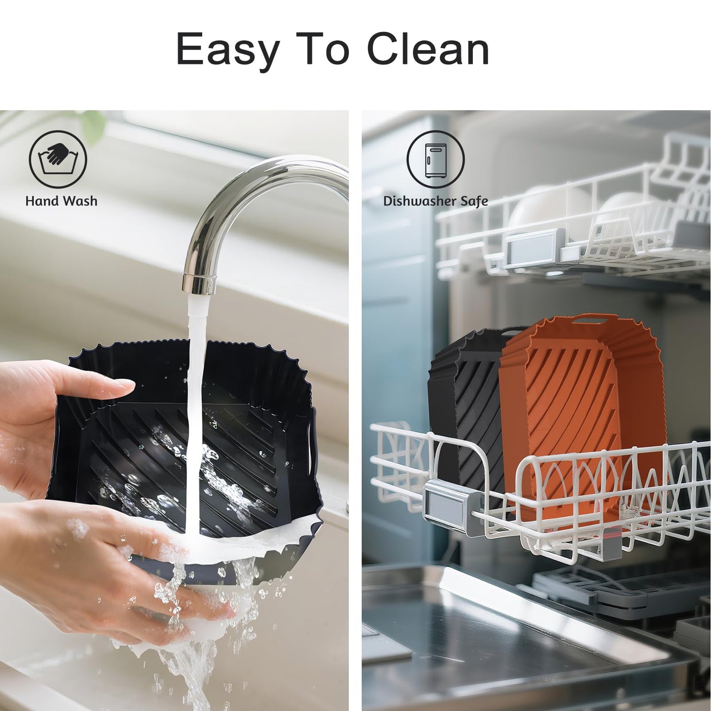 Air Fryer Silicone Liners 2 Pack, Reusable Square Air fryer Basket Liners, 4-7Qt Silicone Baking Tray for Instant Air fryer, Oven Microwave Pot Accessories, Food Grade Kitchen Gadgets