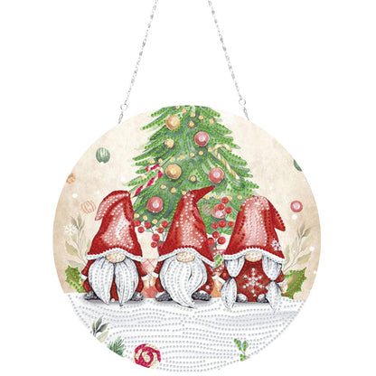 Christmas DIY Acrylic Double Sided Diamond Art Suncatchers Wall Sign Window Gnome Wreath Pendant Ornaments Decorations for Adults