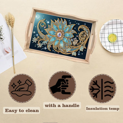 SHLUHA Diamond Art Kits for Adults Wooden Serving Trays with Handle Food Tray for Breakfast Home Decor Gift