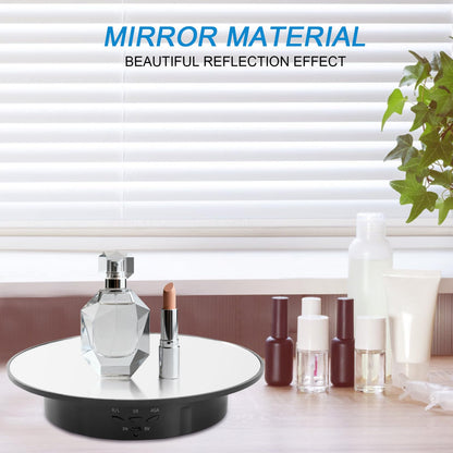 Motorized Display Stand - 7.87" Rotating Platform with Mirror Cover, USB Charging Port, 22 lbs Load Capacity, Ideal for Jewelry, 3D Model, Cake Photography