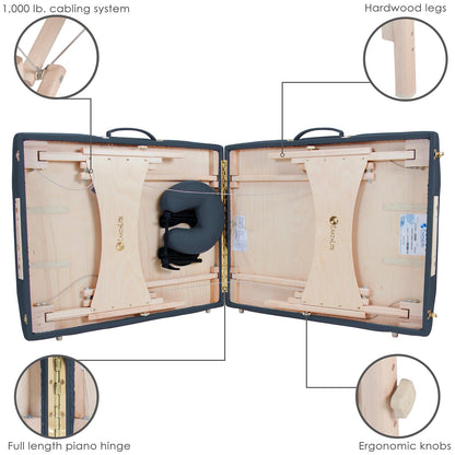 EarthLite Harmony DX Portable Massage Table Package, Includes Table + Face Cradle + Carrying Case, 30" x 73", Agate