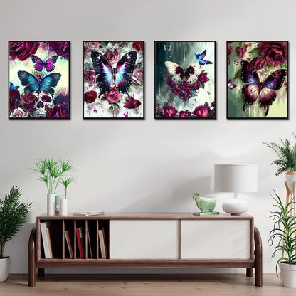Leatrice Skull Diamond Painting Kits for Adults Butterfly Diamond Art Kits Gem Art Dots Paintings for Adults Full Drill Round Diamond Dots for Beginners DIY Home Wall Decor 11.8x15.7 Inches