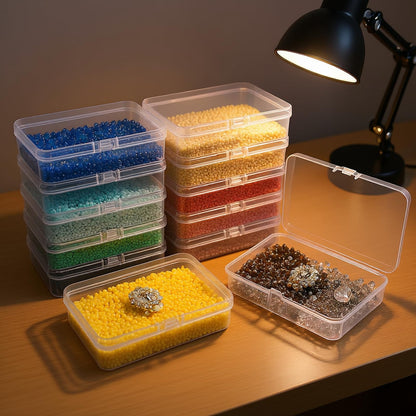 Thintinick 12 Pack Rectangular Clear Plastic Storage Containers Box with Hinged Lid for Beads and Other Small Craft Items (4.5 x 3.3 x 1.1 inch)