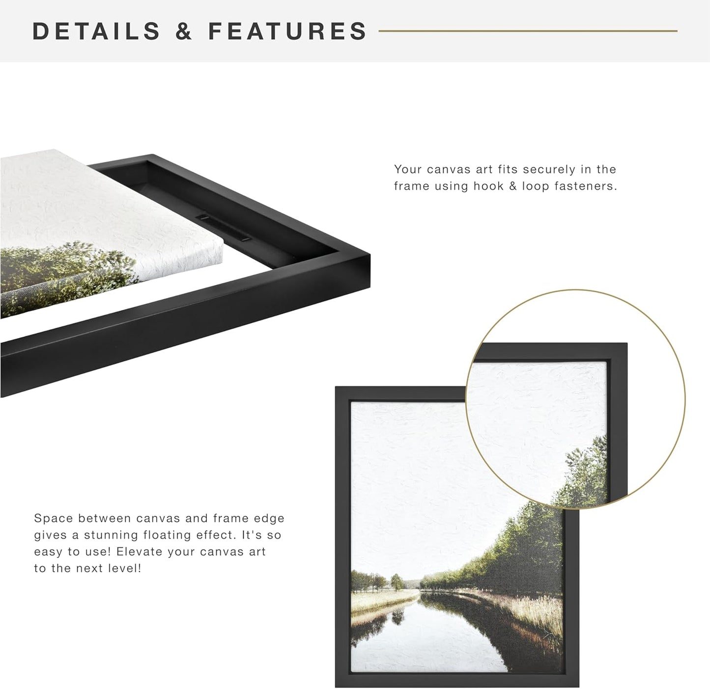 MCS Canvas Float Frames 24x30 - Black Frame for Finished Canvases, Vertical & Horizontal Wall Hanging