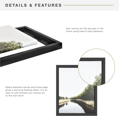 MCS Canvas Float Frames 24x30 - Black Frame for Finished Canvases, Vertical & Horizontal Wall Hanging