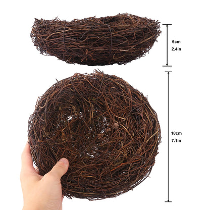 Geytetqi 16 PCS 7 Inch Artificial Bird Nest for Crafts, Handicraft Rattan Bird's nest, Small Bird Nest, Bird's Nest Decorating Kit for Holiday, Table, Garden, DIY Terrarium Decor