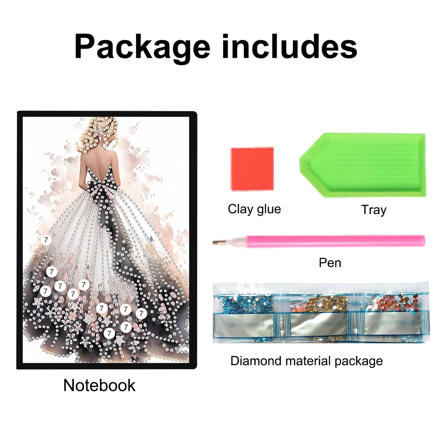 JISHSHAY Diamond Painting Notebook Journal Diamond Art Note Book Gem Art Sketch Book Gem Painting Diary Mosaic Kits for Adults Blank Notebook with Special Shaped 14.5×21cm/5.7×8.26in Dancer