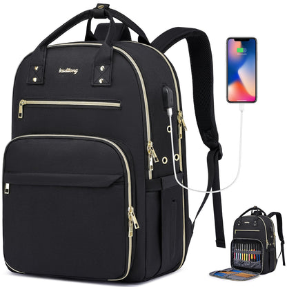 kadilong Knitting Bag Crochet Backpack for Crocheters,Yarn Organizer Storage for Knitters Travel,Large Capacity Crochet Bag Yarn Storage Tote Bag with USB Port Knitting Gifts for Women