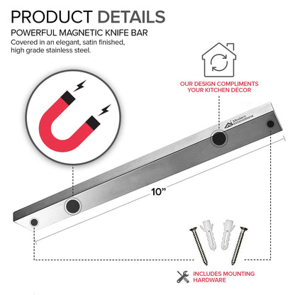 Modern Innovations 12 Inch Stainless Steel Magnetic Knife Bar with Multipurpose Use as Knife Holder, Knife Rack, Knife Strip, Kitchen Utensil Holder, Tool Holder, Art Supply Organizer, Home Organizer