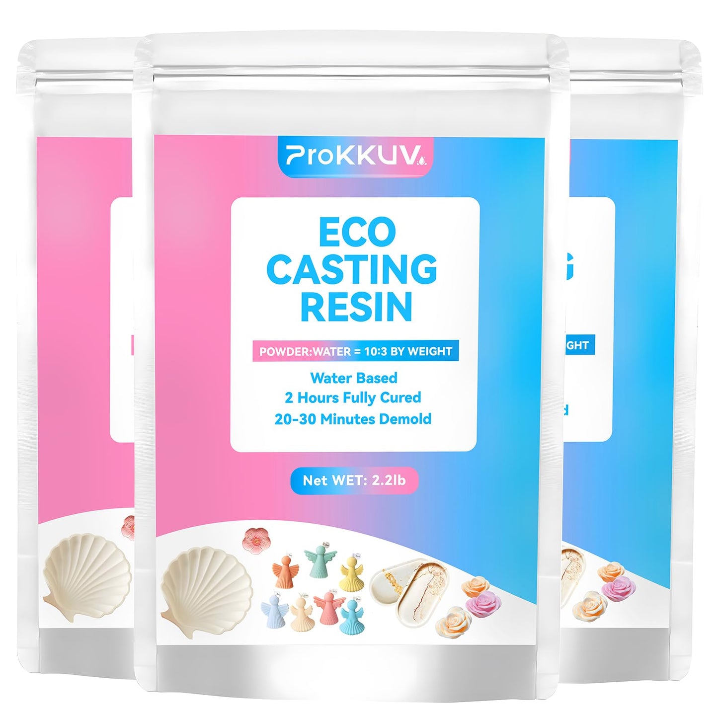 ProKKUV Resin Casting Powder 3000G(6.6lb), 20-30 Minutes Demold Fast Curing Casting Kit for Beginners, Plaster Powder, Easy for DIY Trays, Wedding, Mother's Day Gift