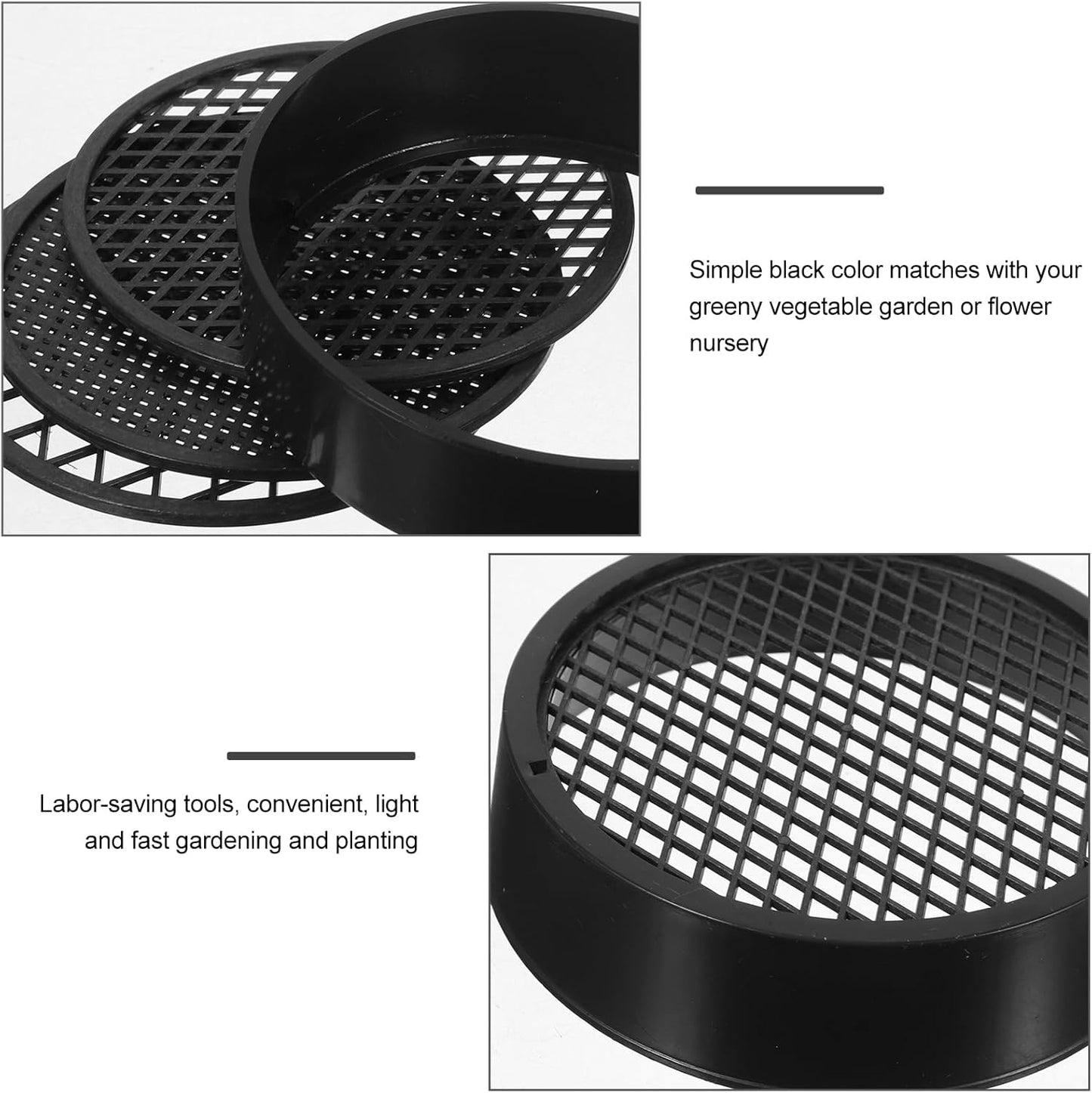 YARNOW 3 Sets Soil Sieve Set, Fine Mesh Strainer Gardening Tool for Sand, Rock & Compost