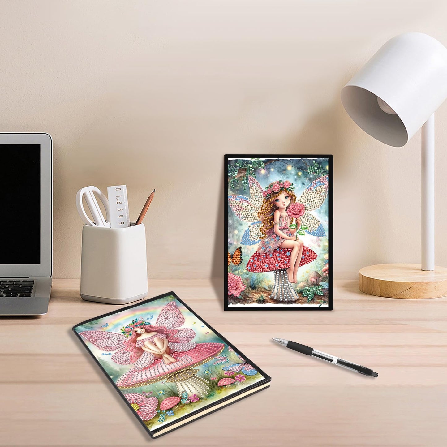 JZHYOAN 2Pcs Diamond Painting Notebook for Adults, Butterfly Fairy DIY Art Special Pattern Diamond Journals Sketchbook, Drawing Painting Notebook Gifts for Adult, Woman, Man Pink