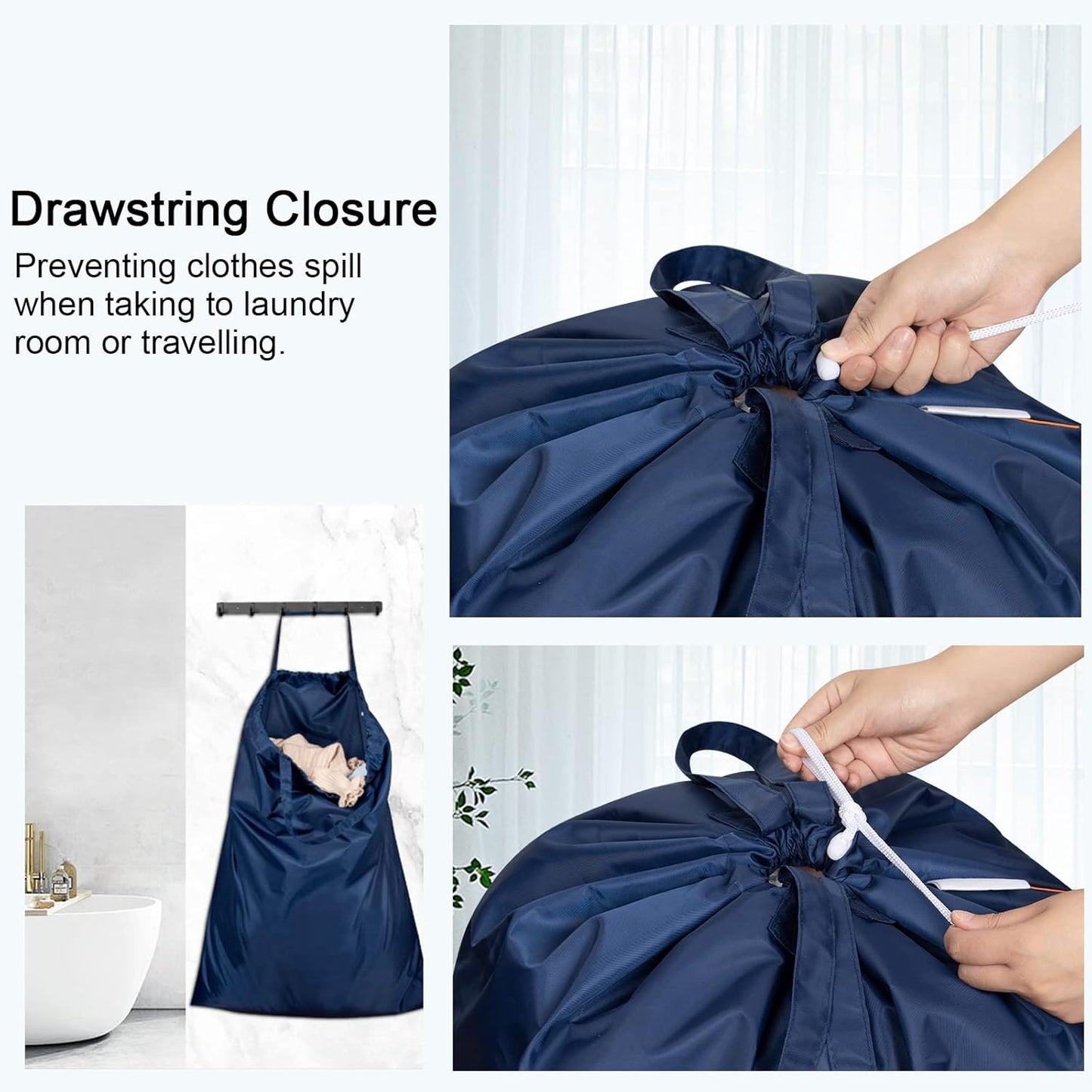 Polecasa Extra Large Heavy Duty Laundry Bag, 130gsm Tear Resistant Fabric, Easy to Carry Drawstring Bag, 2 Pack