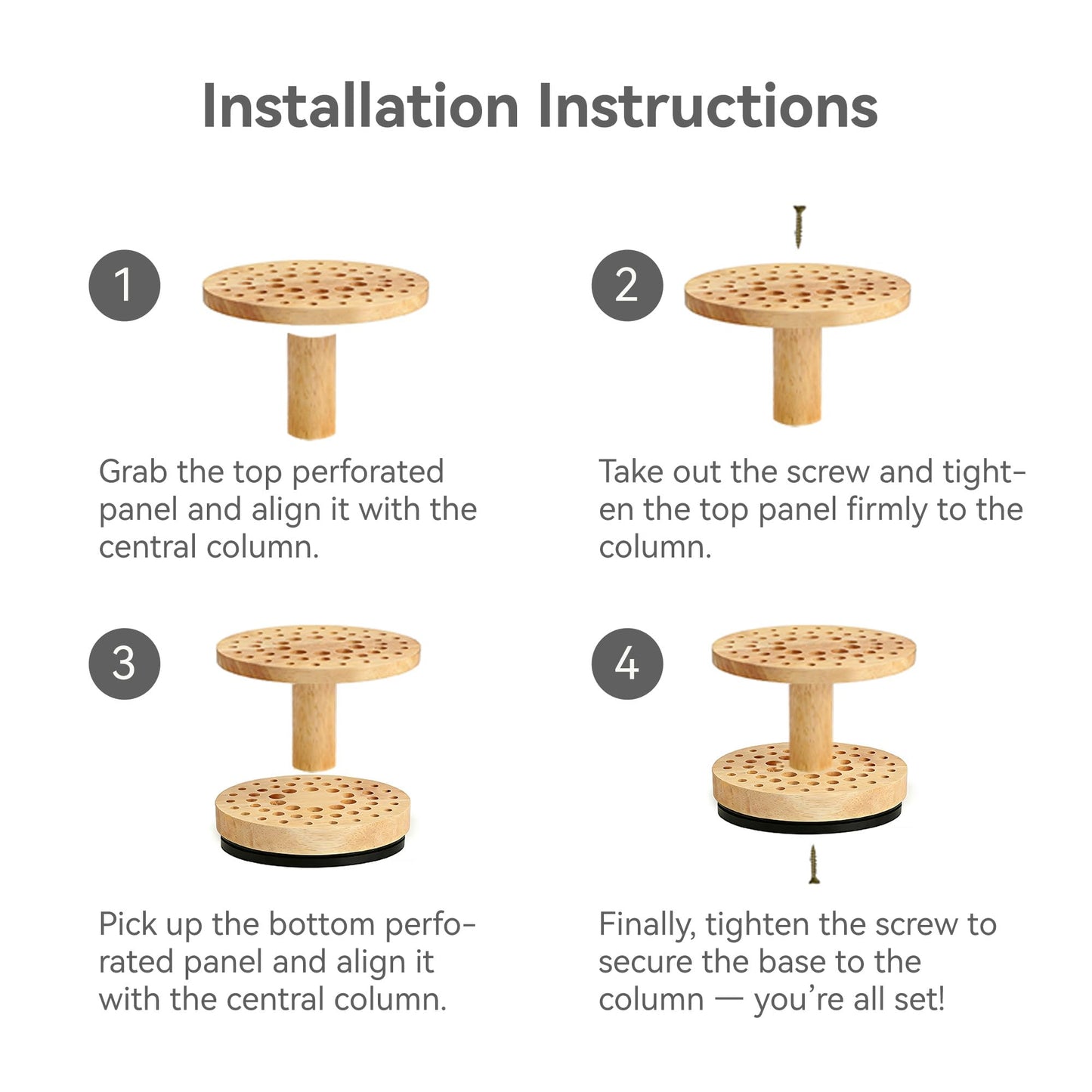 360 Rotating Paint Brush Holder | 52 Holes Hardwood Organizer for Artists Brushes | Desktop Storage Stand for Art Supplies | Craft Tools, Makeup Brush and Calligraphy Pens Rack | Natural Wood Display