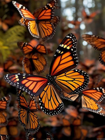 5D Diamond Painting Kits for Adults Monarch Butterflies DIY Drill Diamond Art Kits Arts and Crafts for Beginners Sparkling Home Wall Decor Painting for Living Room Bedroom 12x16 inch No Frame