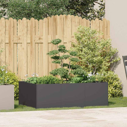 Foknhdi Large Rectangular Outdoor Metal Planter 31.5 x 47.2 x 15.7 in Matte Black for Patio Garden Balcony Durable Modern Raised Box Fits Flowers & Shrubs