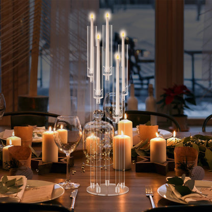 4 Pack Acrylic Candelabra Centerpieces, 5 Arm Clear Candlestick Holder with Acrylic Shade, 3 Height Adjustable Taper Candle Holder for LED Candles (Diameter ≤0.86”), Wedding Table Decoration 1 S