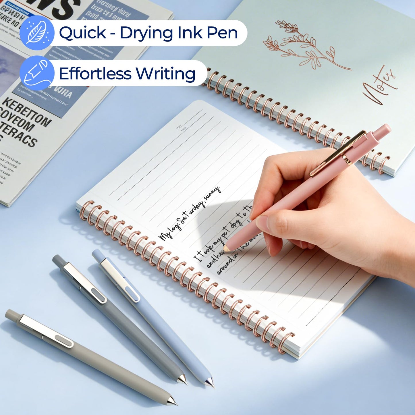 Nicpro Cute Spiral Notebook Stationary Set For Women, Bible Journal Set, 3PCS A5 Spiral Notebook, 5 Gel Pens, 5 Refills, 800 Sticky Notes, Gift Box, Aesthetic Gift Set for Study Office School Supplies