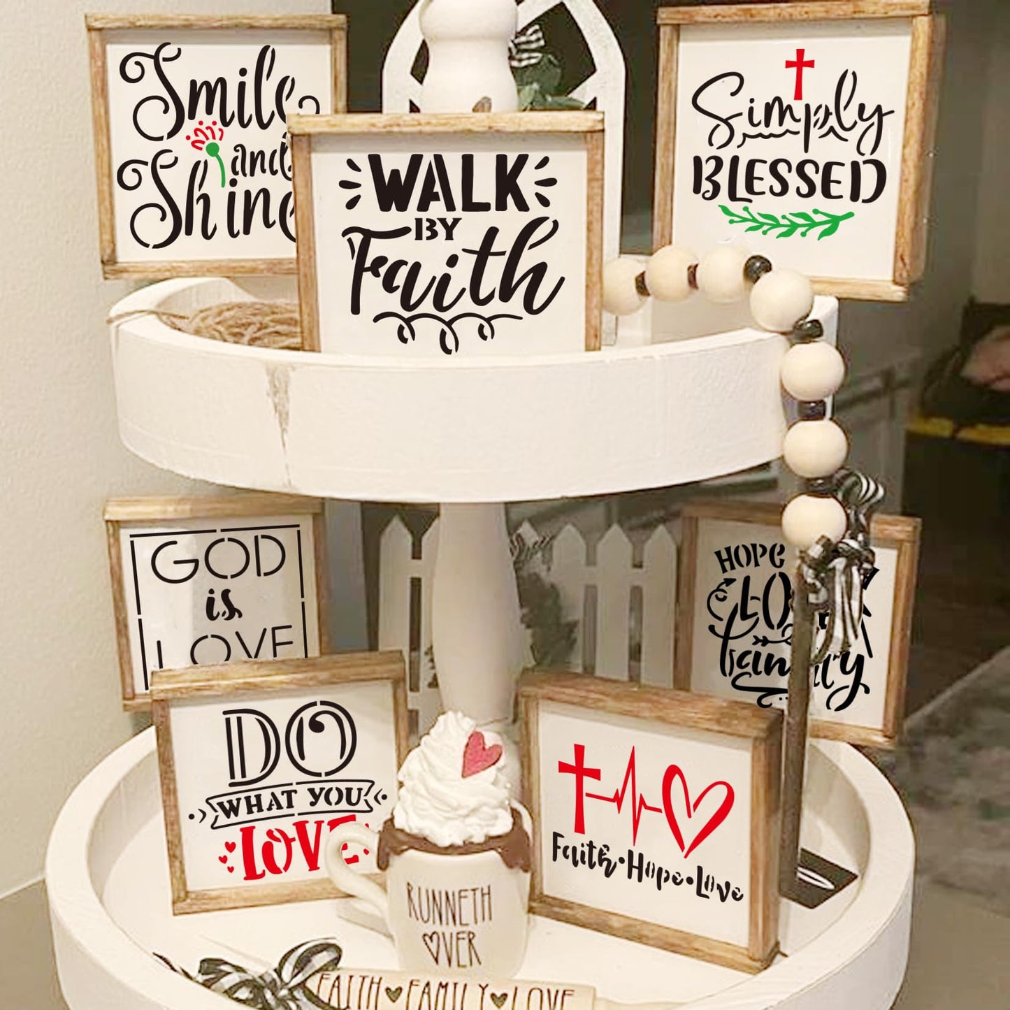 65Pcs Small Stencils for Painting on Wood BurningReusable, 3 Inch Reusable Stencil for Craft Ornament Paint Template Stencils for Wall Card Rock Wood Signs Coasters Canvas Home Decor (Bible Words)