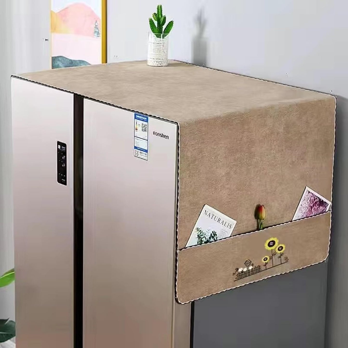 Microwave Oven Cover, Dust Oil Proof Cotton Linen, Waterproof Fabric Cloth, Decorative Kitchen Appliance Cover