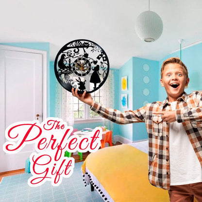 Vinyl Revolt Vinyl Record Wall Clock Compatible with Alice in Wonderland 12 in Black Gift Ideas.