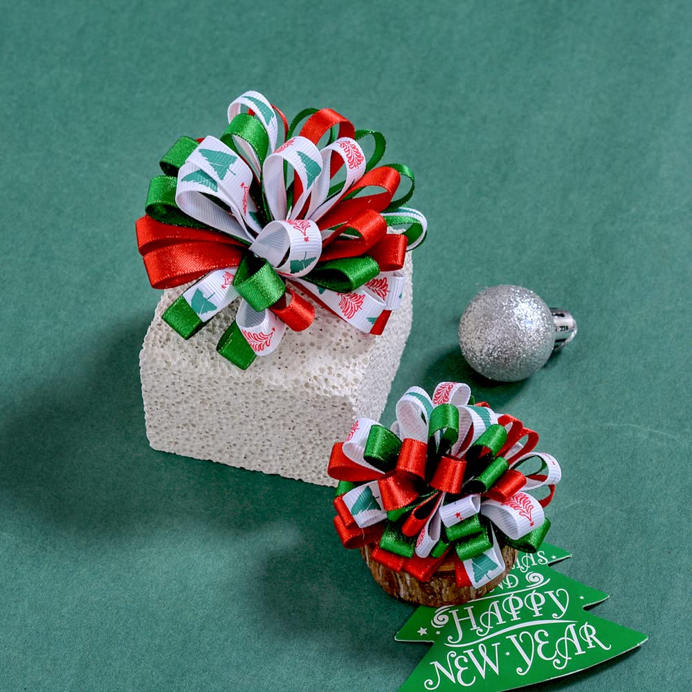 Ribest Christmas Ribbon Grosgrain Ribbon 3/8" Xmas Ribbon Set for Gift Wrapping Bows Making Crafts Holiday Décor