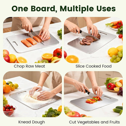 Board,100% Fruit(18L*12W) Titanium Cutting Pure Titanium Cutting Boards for Kitchen, Double-sided Food Grade Cutting