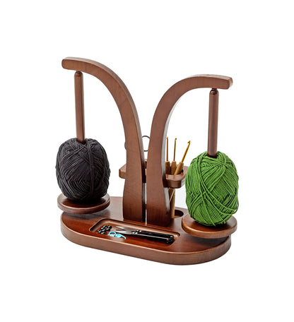 Baffect Yarn Holder Magnetic, Yarn Ball Holder Wooden, Yarn Spindle with Double Spindles, Spinning Yarn Holder for Crochet Lovers