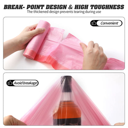 4 Gallon Drawstring Garbage Bags, Drawstring Trash Bags, Trash Bags for Office,Bathroom, Kitchen,Bedroom,3rolls/60 Counts(Pink)