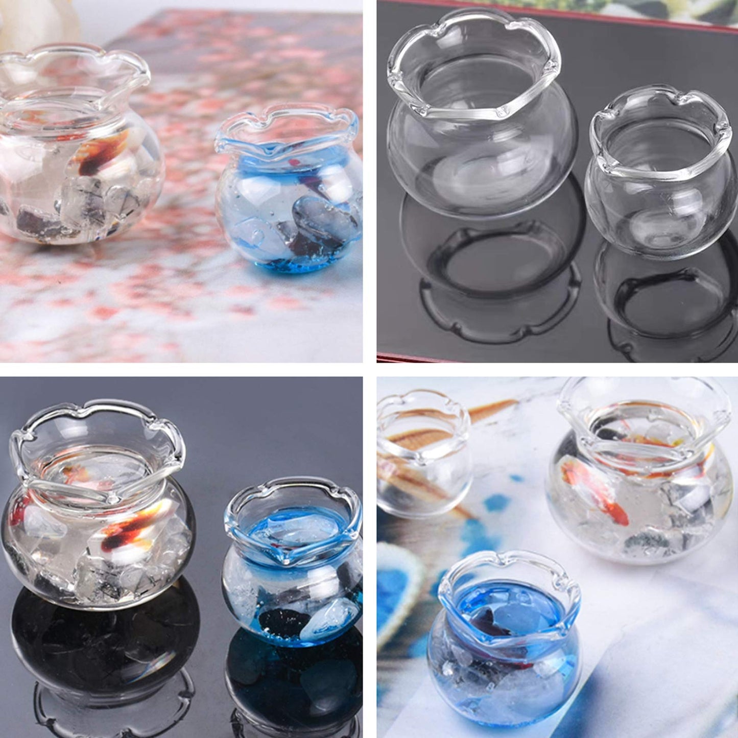 OLYCRAFT 55PCS Miniature Koi Fish Mold Set Silicone Molds for Resin Koi Fish Shaped Resin Molds Glass Goldfish Bowl, Pearl, Mushroom Botanical Terrarium Craft Set for Epoxy Resin DIY Crafts