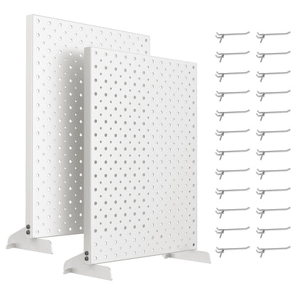 Pegboard Smith 2-Pack Metal Tabletop Pegboard Display Stand for Craft Shows – 12"x16" Tabletop Peg Board Display with 24 Hooks for Jewelry (Milky White)
