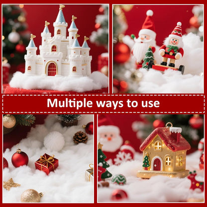 Skiennix Christmas Fake Snow Decoration - 10.6 Oz Fluffy White Artificial Snow for Holiday Decor | Indoor Winter Home Accent
