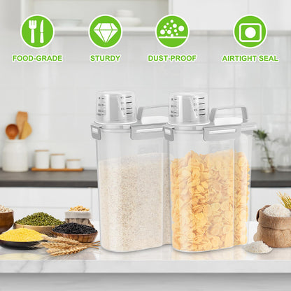 TBMax Rice Storage Container 3 to 5 Lbs - Small Pet Dog Cat Food Container Dispenser with Easy Pouring Spout & Cup, Portable Cereal Container for Small Spaces, Travel, or Daily Use