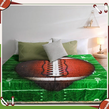 FuWeave Reversible Football Throw Blanket Double Sided Ultra Plush Blanket for Football Lover Gift Birthday Party Decor Home Bed Sofa Couch, 60 x 50 Inch