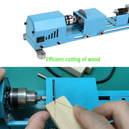 Mini Wood Lathe Machine Multi-Purpose Upgraded And Lengthened Processing Diameter 11inch Support Turning Cutting Sanding Polishing Wood, Professional Customized Tool Accessories