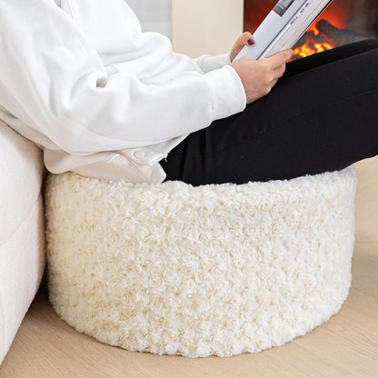 Poofieotto 20x12 Inches Unstuffed Pouf Ottoman Cover Handmade Footstool Ottoman Storage Solution Floor Pouf Footrest