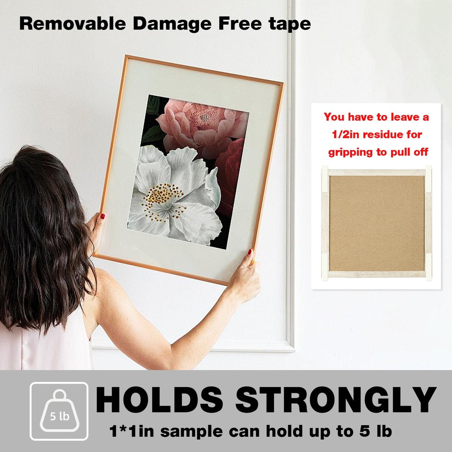 Hasaky Removable Double Sided Tape 18ft, Picutre Hanging Strips Damage Free,Heavy Duty Mounting Tape Wall Adhesive Strips for Poster Carpet Rug Art Craft Scrapbook