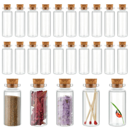 Patelai 24 Pcs Small Glass Jars with Cork Lids, Mini Potion Bottles Bulk Tiny Wishing Vial Spell Jars for DIY Art Crafts Gift Father's Day Graduation Wedding Birthday Party Favors (40ml/1.3oz)